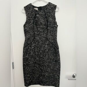 Hobbs London Elegant Black and White Tweed Dress, US Size 6